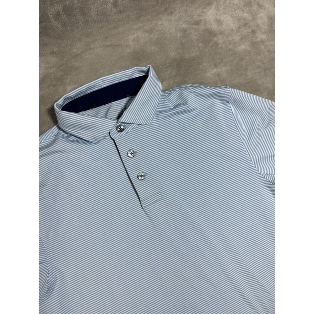 Greyson Kids Polo Shirt Boys Size 12-13 XL Blue Stripe Golf Performance Outdoor